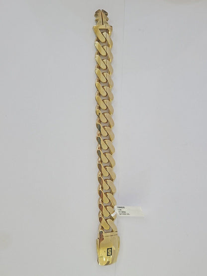 Real 10K Royal Monaco Bracelet Yellow Gold 7.25" Box Clasp 15mm Genuine - GoldenlinQ