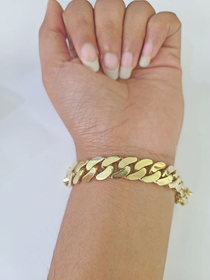 Real 10K Royal Monaco Bracelet Yellow Gold 8" Box Clasp 11mm Genuine - GoldenlinQ