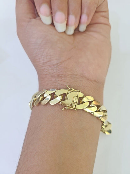 Real 10K Royal Monaco Bracelet Yellow Gold 8" Box Clasp 11mm Genuine - GoldenlinQ