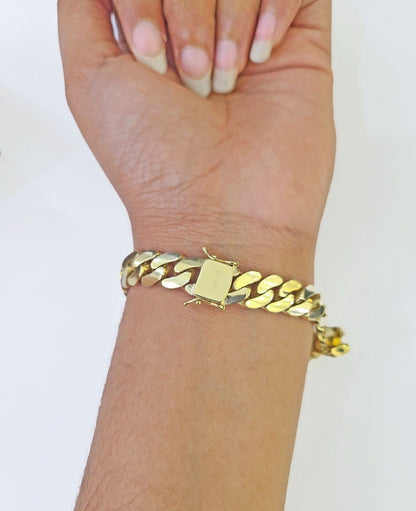Real 10K Royal Monaco Bracelet Yellow Gold 8" Box Clasp 9mm Genuine - GoldenlinQ