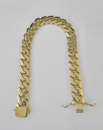 Real 10K Royal Monaco Bracelet Yellow Gold 9.5" Box Clasp 11mm Genuine - GoldenlinQ