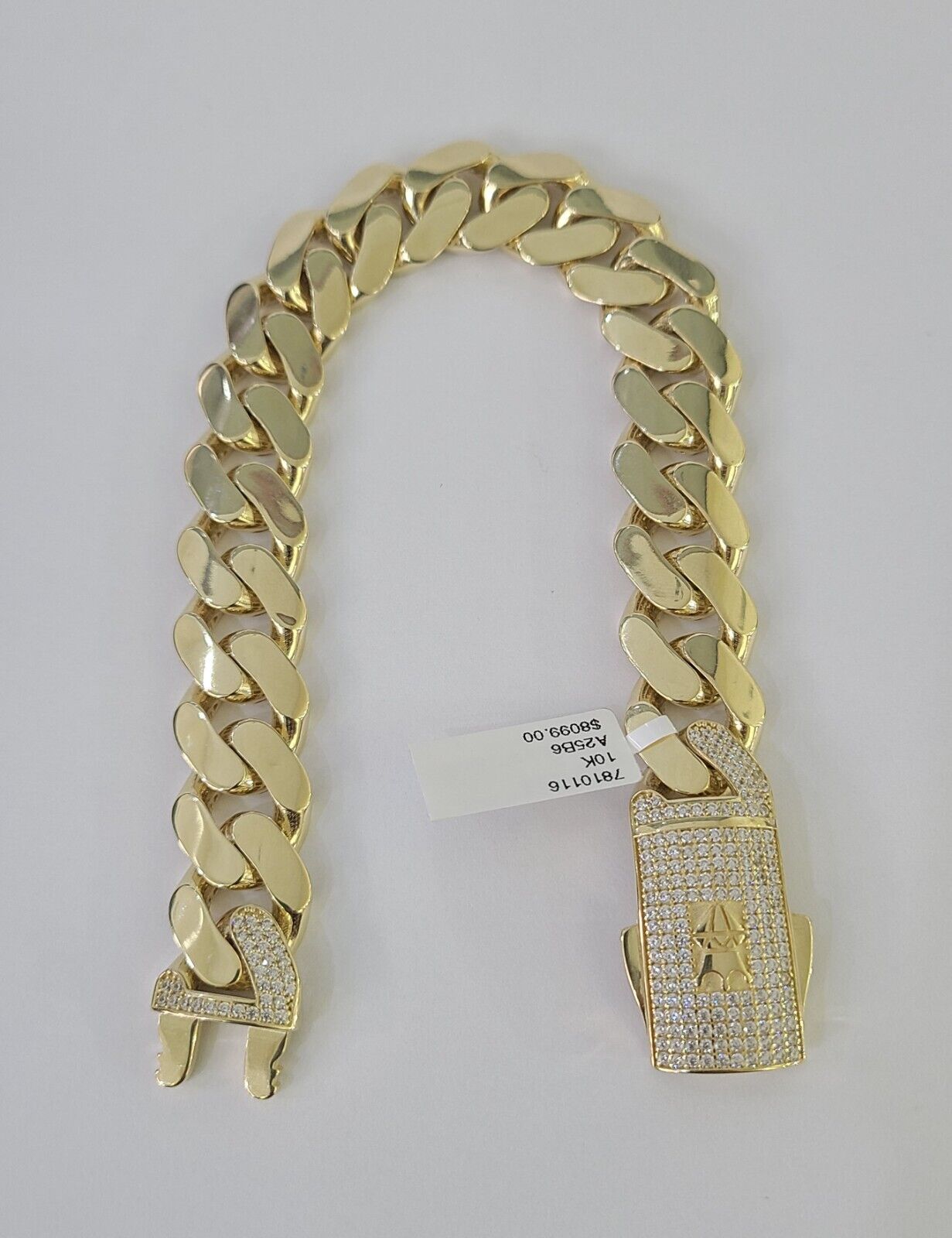 Real 10K Royal Monaco Bracelet Yellow Gold 9.5" Box Clasp 15mm Genuine - GoldenlinQ