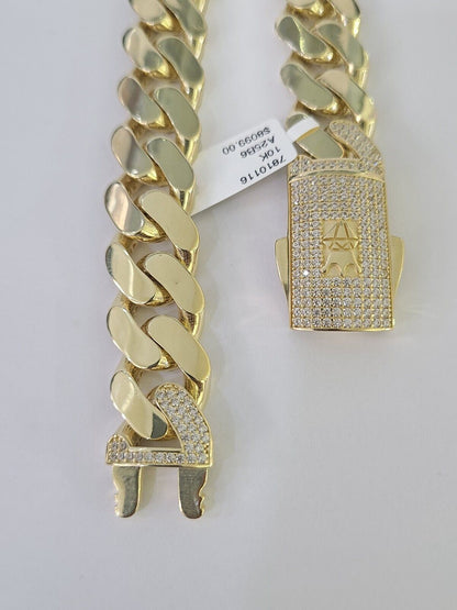Real 10K Royal Monaco Bracelet Yellow Gold 9.5" Box Clasp 15mm Genuine - GoldenlinQ