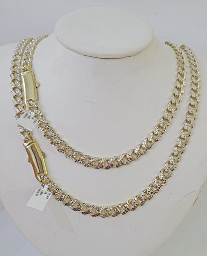 Real 10k Royal Monaco Chain 6mm Diamond Cut 18 - 26 inches Yellow Gold - GoldenlinQ