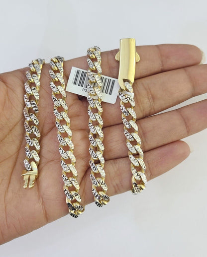 Real 10k Royal Monaco Chain 6mm Diamond Cut 22 inches Yellow Gold Necklace - GoldenlinQ