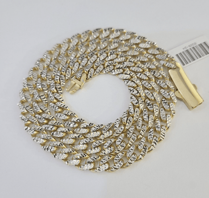 Real 10k Royal Monaco Chain 6mm Diamond Cut 22 inches Yellow Gold Necklace - GoldenlinQ