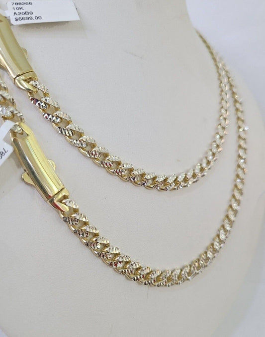 Real 10k Royal Monaco Chain 8mm Diamond Cut 18 - 26 inches Yellow Gold - GoldenlinQ