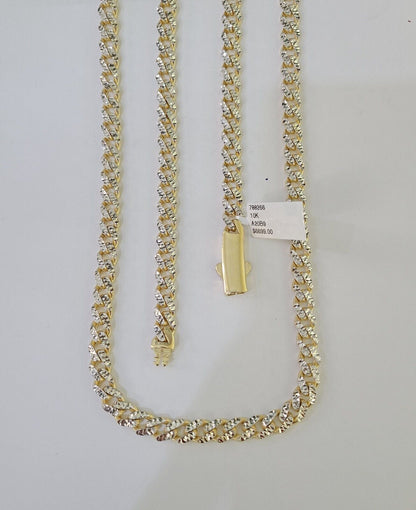 Real 10k Royal Monaco Chain 8mm Diamond Cut 18 - 26 inches Yellow Gold - GoldenlinQ