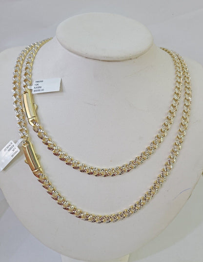Real 10k Royal Monaco Chain 8mm Diamond Cut 18 - 26 inches Yellow Gold - GoldenlinQ