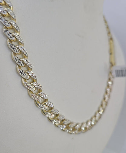 Real 10k Royal Monaco Chain 8mm Diamond Cut 22 inches Yellow Gold Necklace - GoldenlinQ