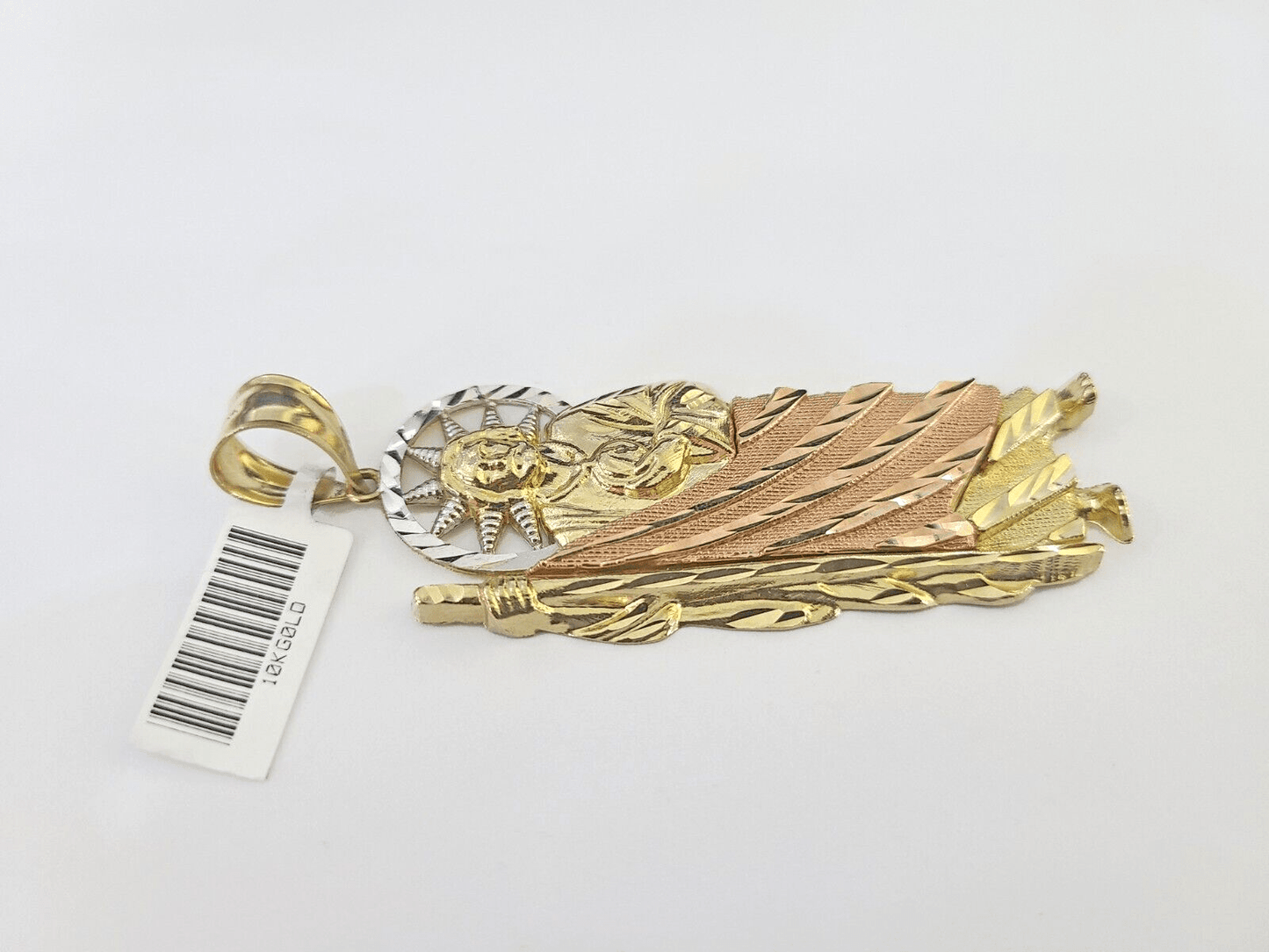 Real 10K Saint Jude Charm Tri - Gold Diamond Cut 10kt yellow Gold Charm Genuine - GoldenlinQ