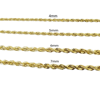 Real 10k Solid Gold Rope Chain 4mm - 7mm Necklace 22" - 30" Inch Men Women - Reva Jeweler