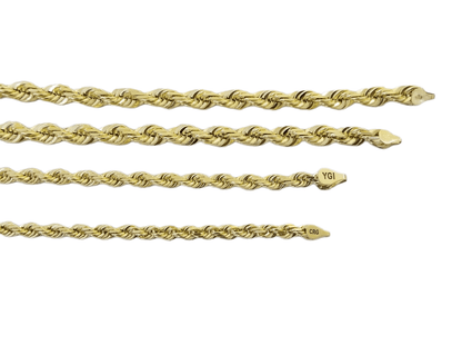 Real 10k Solid Gold Rope Chain 4mm - 7mm Necklace 22" - 30" Inch Men Women - Reva Jeweler