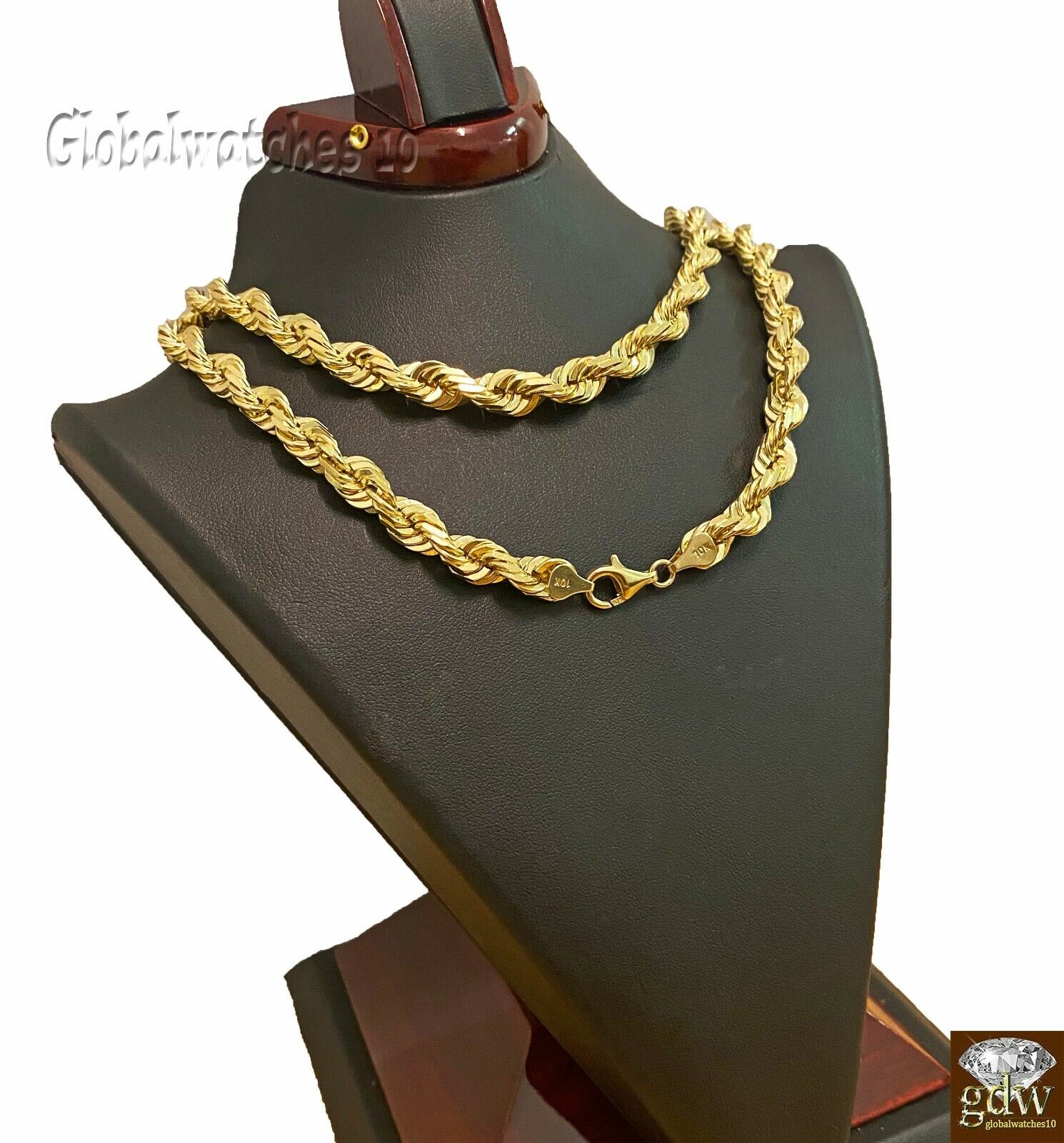 Real 10k SOLID Gold Rope Chain For Men 24 Inch 8mm On Sale Free Shipping THICK - Reva Jeweler