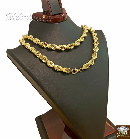 Real 10k SOLID Gold Rope Chain For Men 24 Inch 8mm On Sale Free Shipping THICK - Reva Jeweler