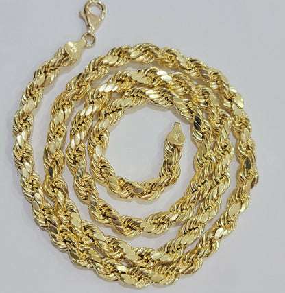 Real 10k SOLID Gold Rope Chain For Men 26 Inch 8mm On Sale Free Shipping THICK - Reva Jeweler
