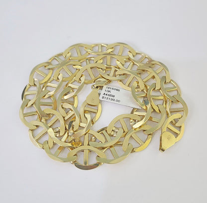 Real 10k Solid Mariner Anchor Link Chain Yellow Gold 11mm Necklace 22" Inch - GoldenlinQ