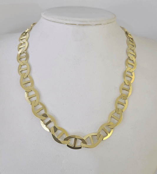 Real 10k Solid Mariner Anchor Link Chain Yellow Gold 11mm Necklace 22" Inch - GoldenlinQ