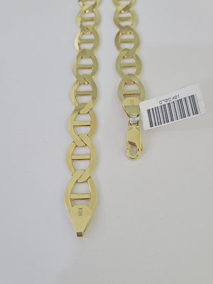 Real 10k Solid Mariner Anchor Link Chain Yellow Gold 11mm Necklace 22" Inch - GoldenlinQ