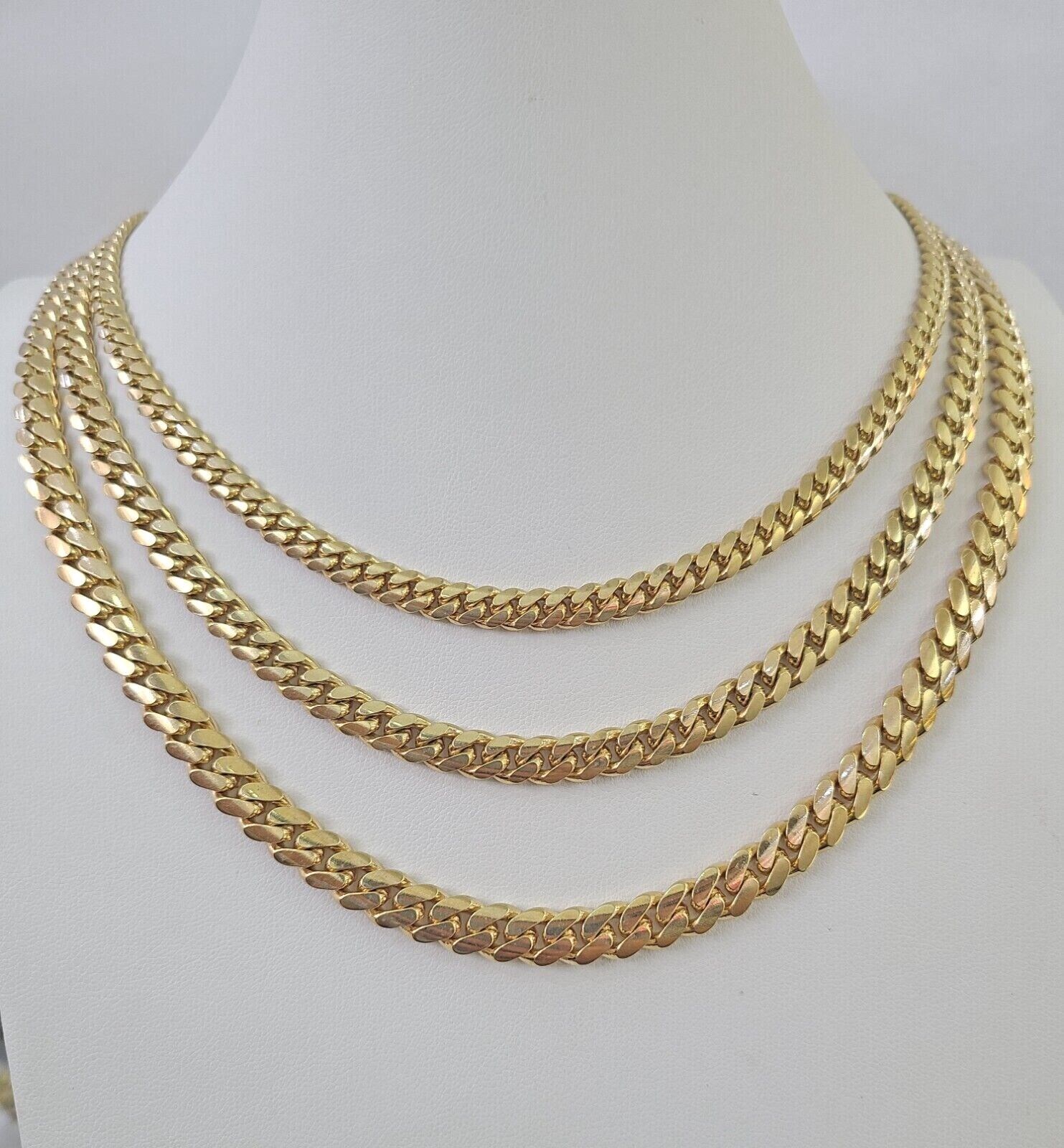 Real 10k Solid Miami Cuban Link Chain Necklace 6mm 7mm 8mm 24 Inches 10kt Gold - Reva Jeweler