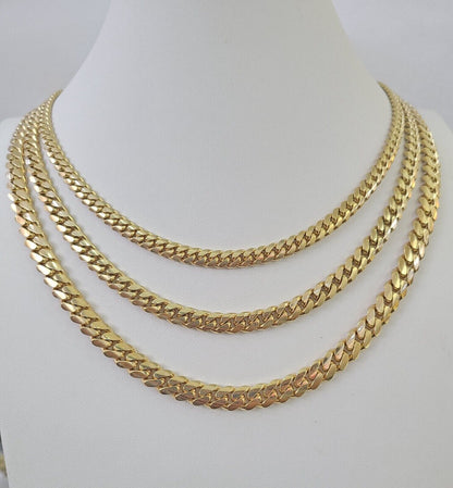 Real 10k Solid Miami Cuban Link Chain Necklace 6mm 7mm 8mm 24 Inches 10kt Gold - Reva Jeweler