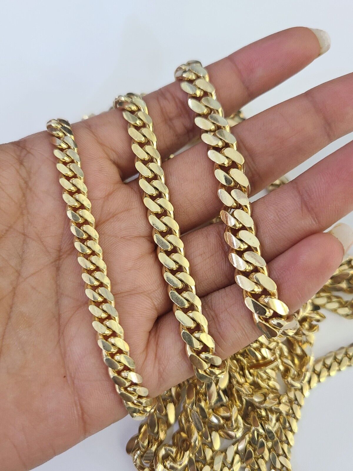Real 10k Solid Miami Cuban Link Chain Necklace 6mm 7mm 8mm 24 Inches 10kt Gold - Reva Jeweler