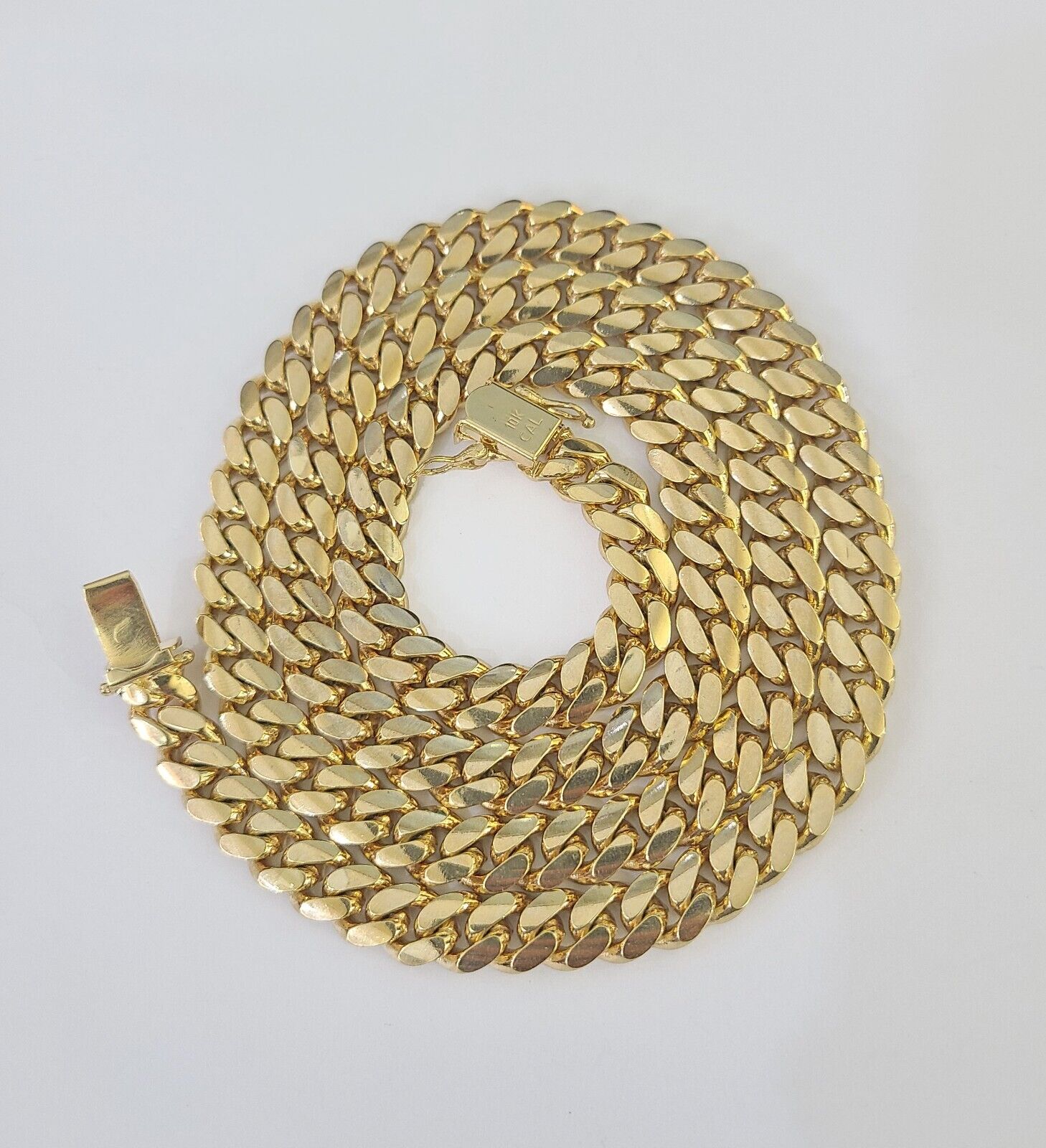 Real 10k Solid Miami Cuban Link Chain Necklace 6mm 7mm 8mm 24 Inches 10kt Gold - Reva Jeweler