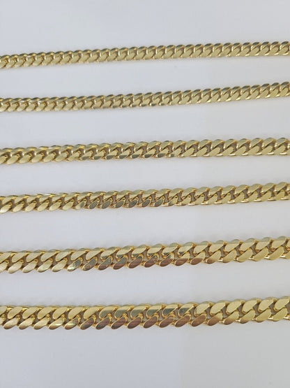 Real 10k Solid Miami Cuban Link Chain Necklace 6mm 7mm 8mm 24 Inches 10kt Gold - Reva Jeweler