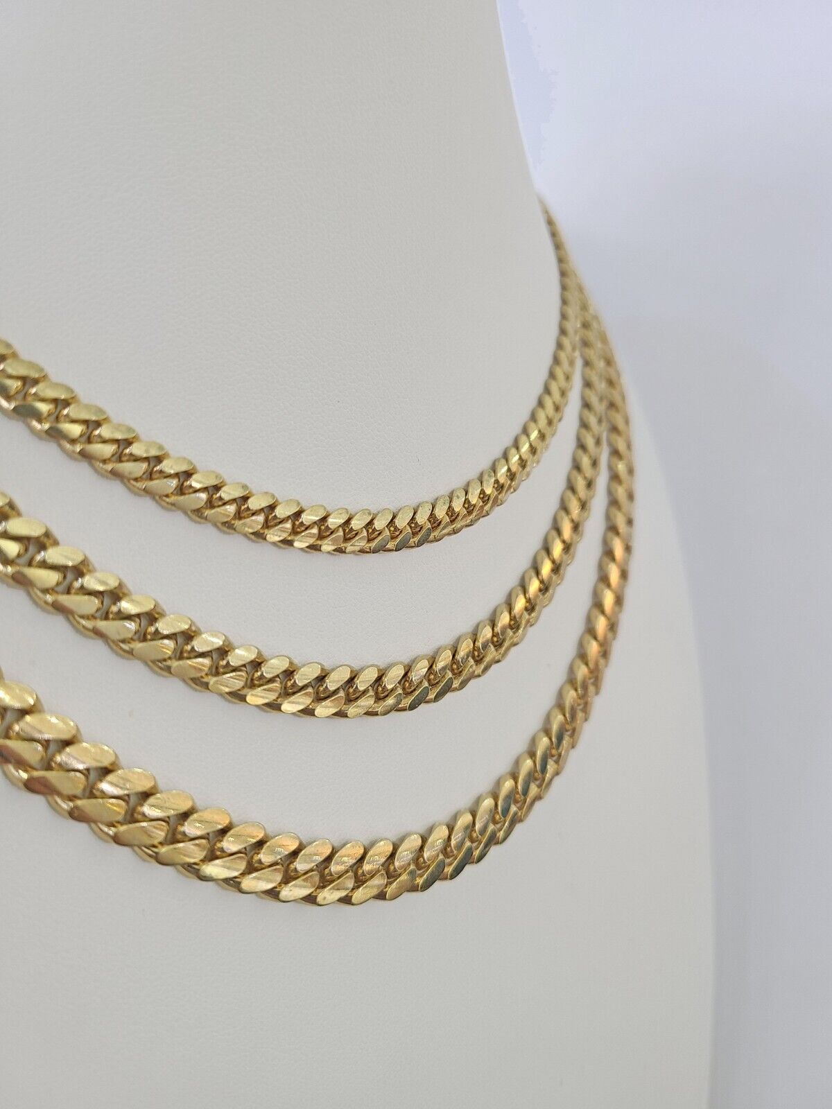 Real 10k Solid Miami Cuban Link Chain Necklace 6mm 7mm 8mm 24 Inches 10kt Gold - Reva Jeweler