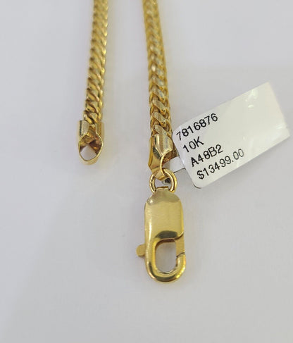 Real 10k Solid Palm Chain Yellow Gold 3mm Men Women Necklace 24" Genuine - GoldenlinQ