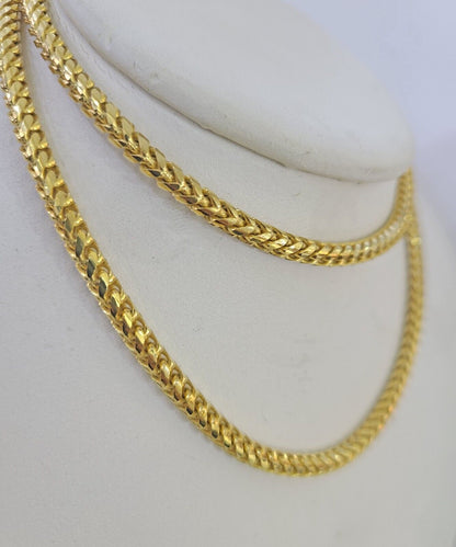 Real 10k Solid Palm Chain Yellow Gold 3mm Men Women Necklace 24" Genuine - GoldenlinQ