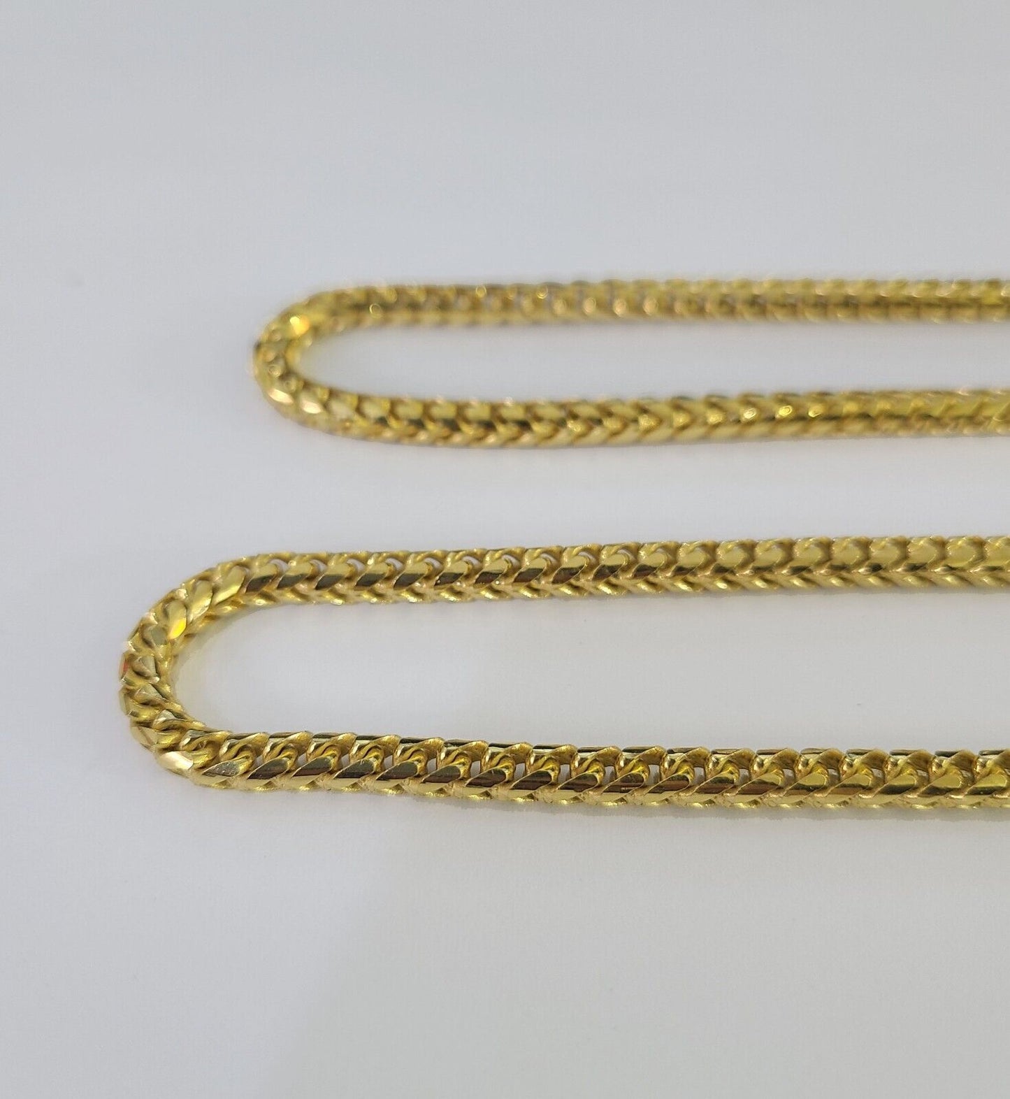 Real 10k Solid Palm Chain Yellow Gold 3mm Men Women Necklace 24" Genuine - GoldenlinQ