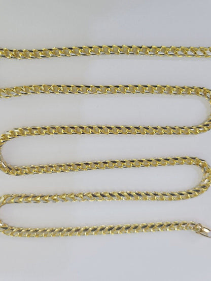 Real 10k Solid Palm Chain Yellow Gold 4mm 18" - 26"Men Women Necklace Diamond Cut - GoldenlinQ