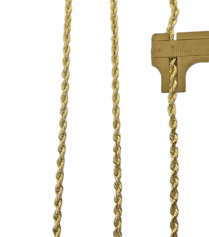 Real 10k Solid Rope Chain Yellow Gold Necklace Diamond Cut 4mm 26" Inch - Reva Jeweler