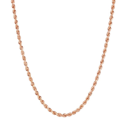 Real 10K Solid Rose Gold Rope Chain 4 - 6mm Necklace 18 - 24'' inches Lobster Lock - GoldenlinQ