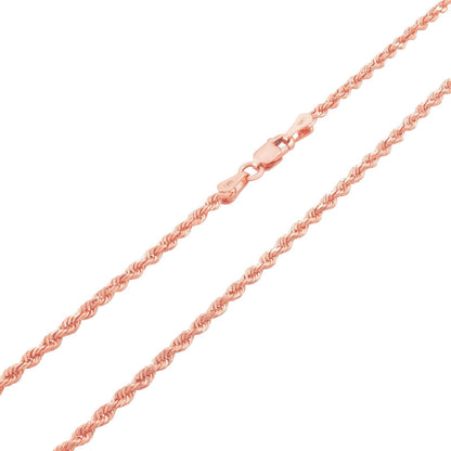 Real 10K Solid Rose Gold Rope Chain 4 - 6mm Necklace 18 - 24'' inches Lobster Lock - GoldenlinQ