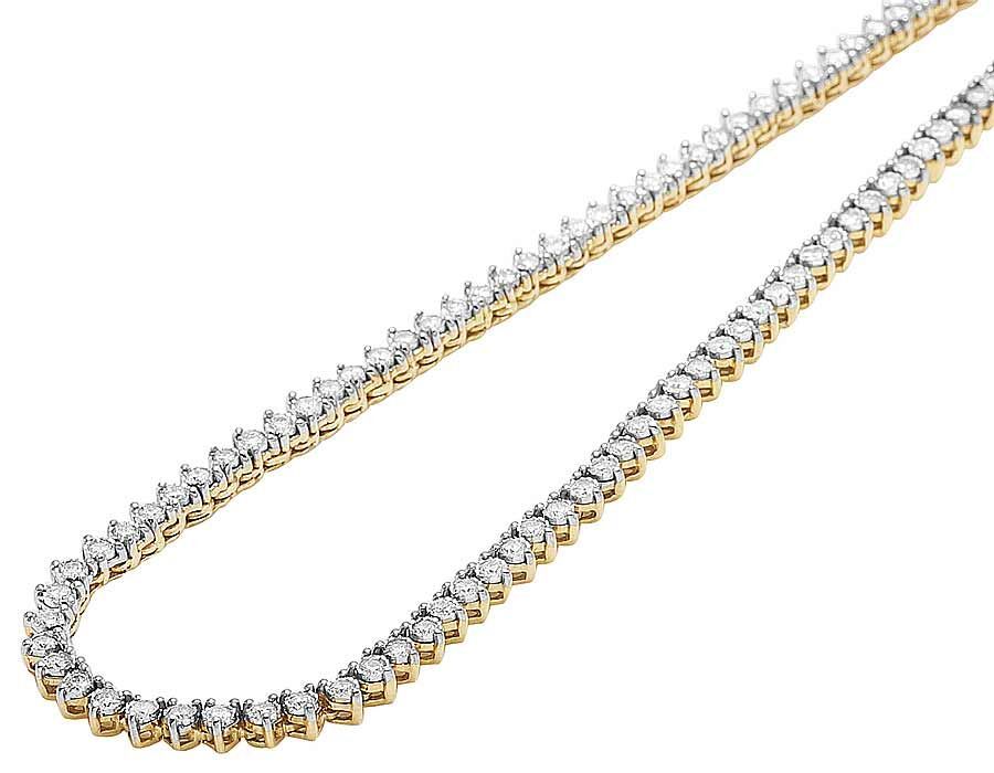 Real 10k Solid Tennis Ice Chain Gold 22 Inch Necklace 3mm Genuine 1.85CT Diamond - Reva Jeweler