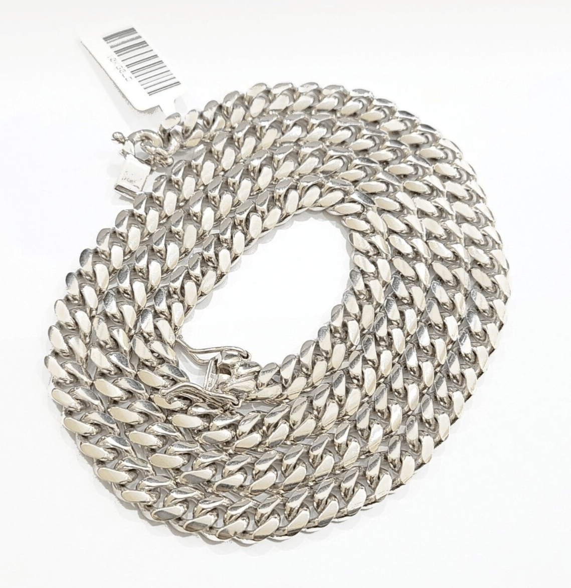 Real 10k Solid White Gold Necklace Miami Cuban Chain 7mm 24" inch 10kt Unisex - Reva Jeweler