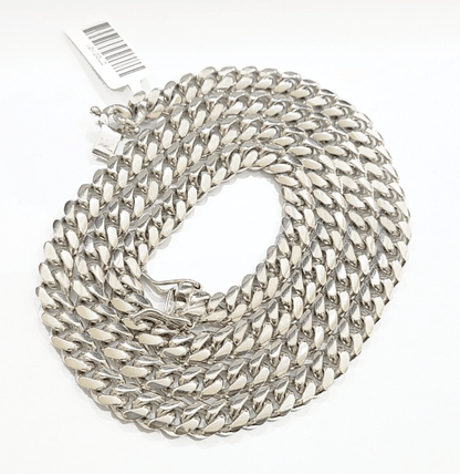 Real 10k Solid White Gold Necklace Miami Cuban Chain 7mm 24" inch 10kt Unisex - Reva Jeweler