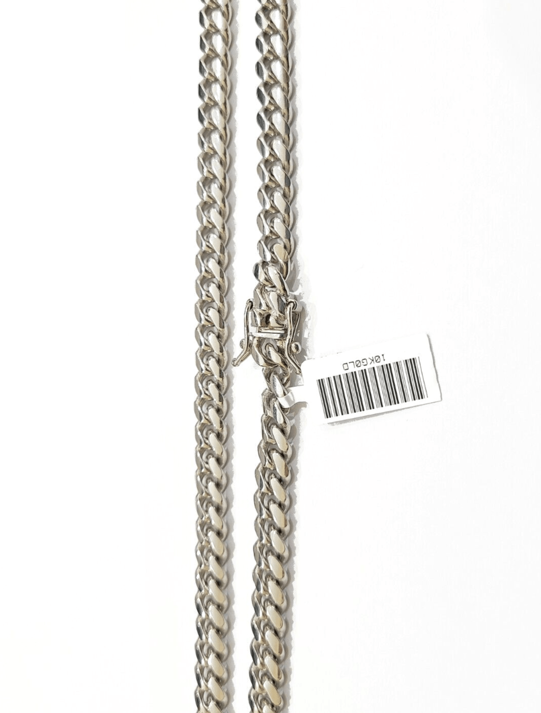 Real 10k Solid White Gold Necklace Miami Cuban Chain 7mm 24" inch 10kt Unisex - Reva Jeweler