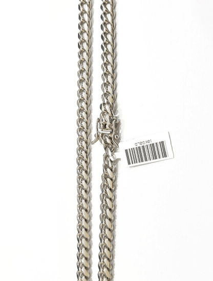 Real 10k Solid White Gold Necklace Miami Cuban Chain 7mm 24" inch 10kt Unisex - Reva Jeweler