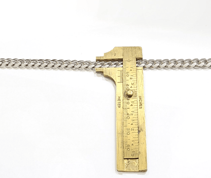 Real 10k Solid White Gold Necklace Miami Cuban Chain 7mm 24" inch 10kt Unisex - Reva Jeweler
