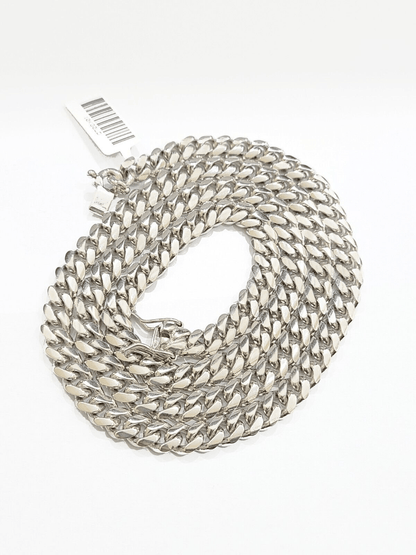 Real 10k Solid White Gold Necklace Miami Cuban Chain 7mm 26" inch 10kt Unisex - GoldenlinQ