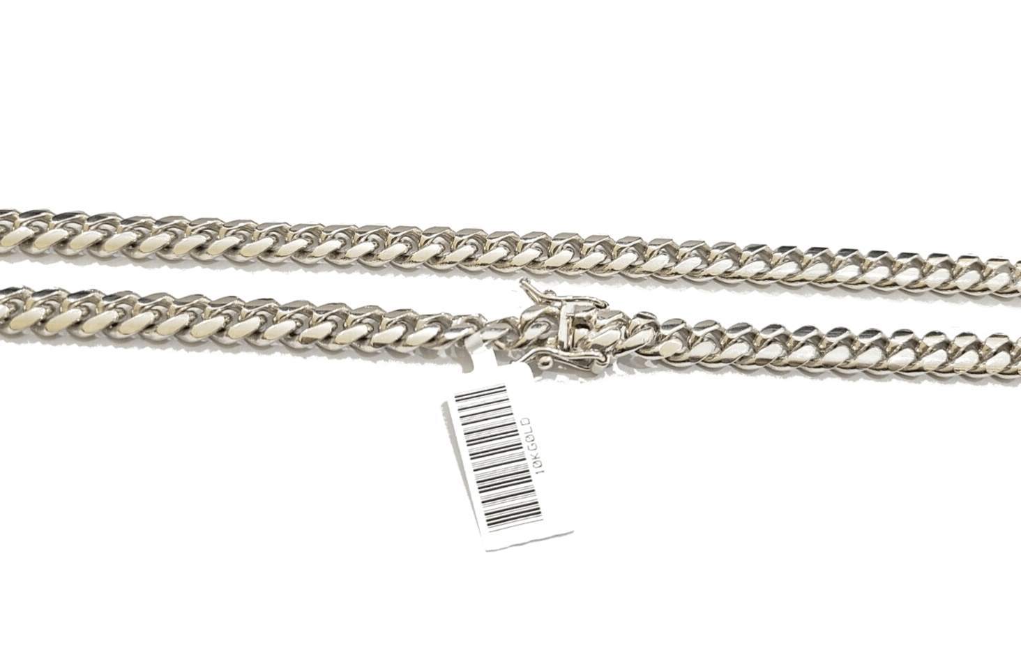 Real 10k Solid White Gold Necklace Miami Cuban Chain 7mm 26" inch 10kt Unisex - GoldenlinQ