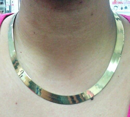 Real 10K Solid Yellow Gold Chain Herringbone Necklace 10mm Thick 22" inch Length - Reva Jeweler