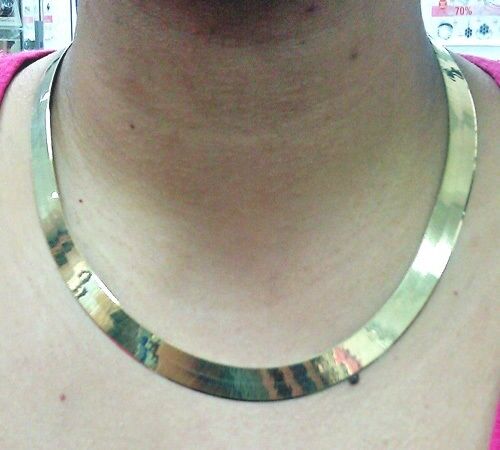 Real 10K Solid Yellow Gold Chain Herringbone Necklace 10mm Thick 22" inch Length - Reva Jeweler