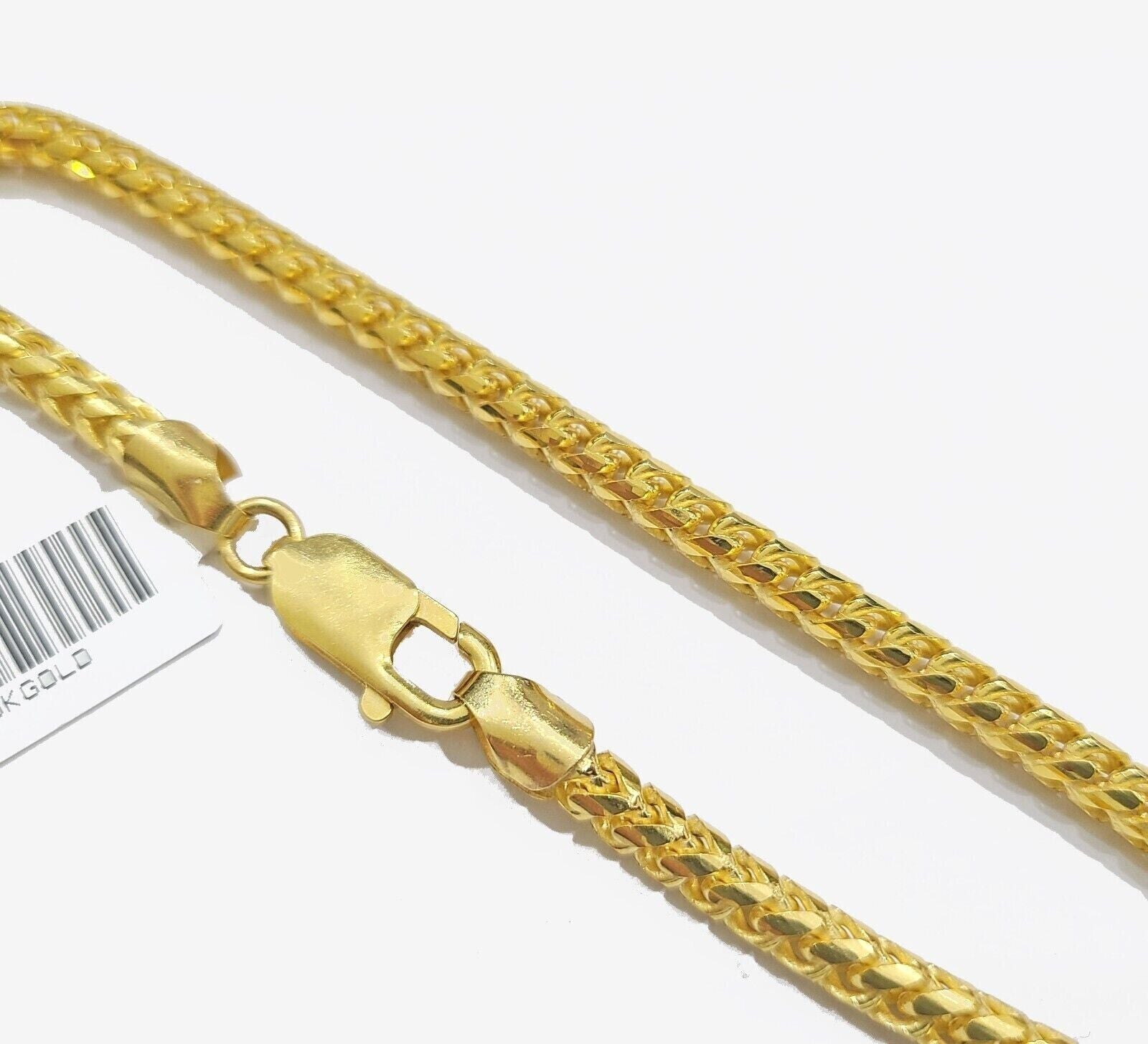 Real 10K Solid Yellow Gold Franco Chain 4mm Necklace 22 - 26'' inches Lobster Lock - Reva Jeweler
