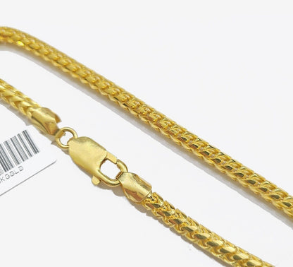 Real 10K Solid Yellow Gold Franco Chain 4mm Necklace 22 - 26'' inches Lobster Lock - Reva Jeweler