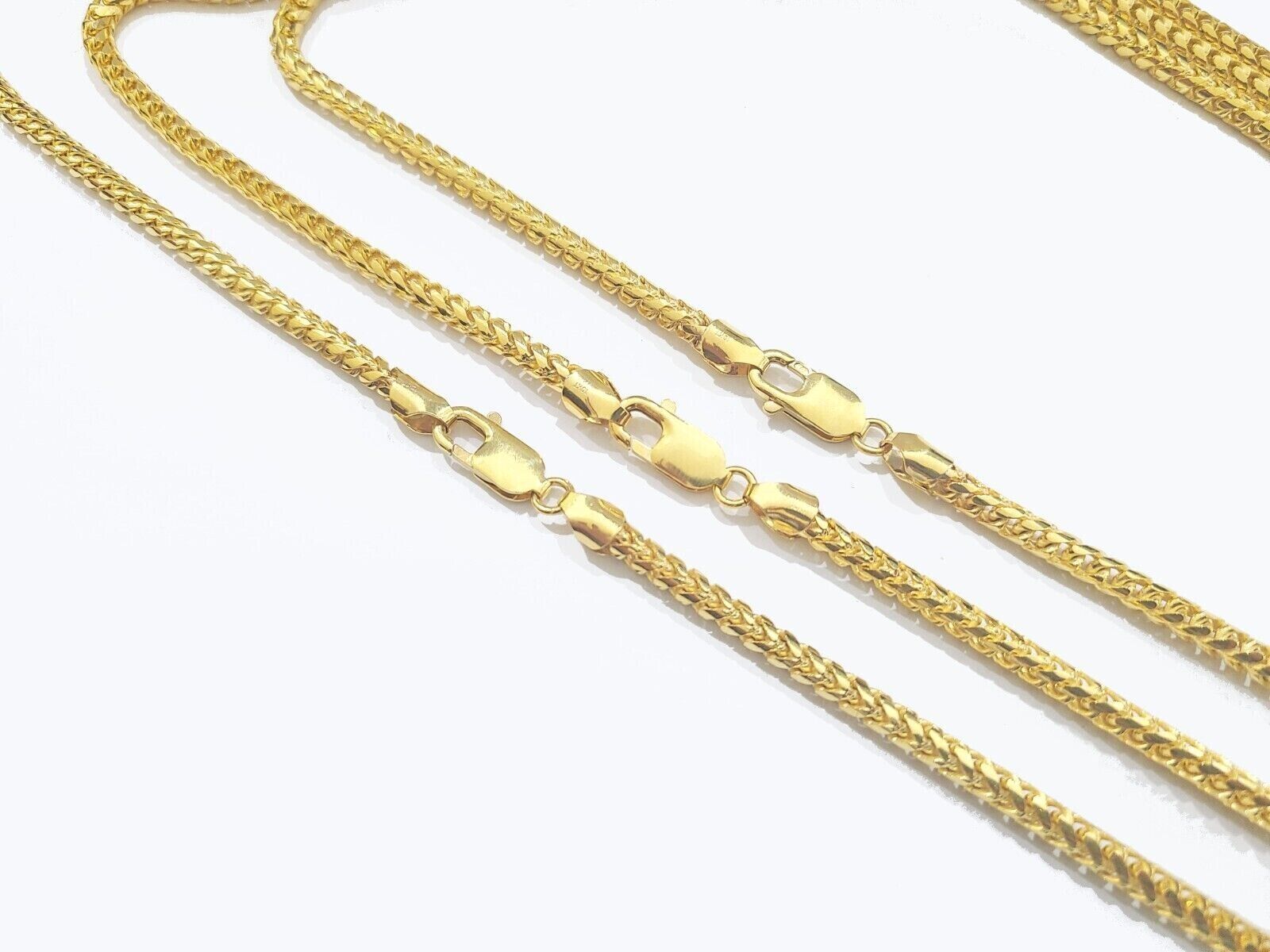 Real 10K Solid Yellow Gold Franco Chain 4mm Necklace 22 - 26'' inches Lobster Lock - Reva Jeweler