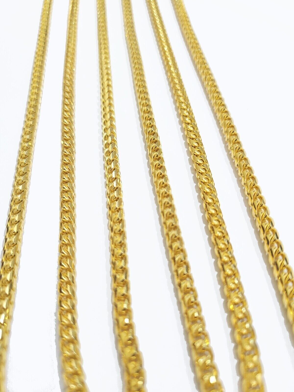 Real 10K Solid Yellow Gold Franco Chain 4mm Necklace 22 - 26'' inches Lobster Lock - Reva Jeweler